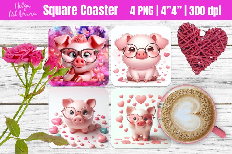 Square Coaster Sublimation | Valentines Day