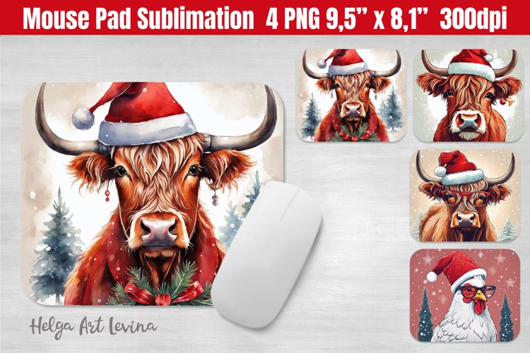 Christmas Mouse Pad Sublimation | Farm Animal