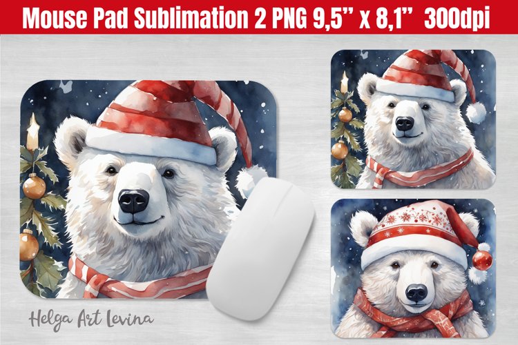 Christmas Mouse Pad Sublimation | Watercolor Bear