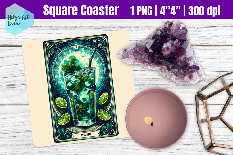 Funny Tarot Card Cocktail | Square Coasters Sublimation