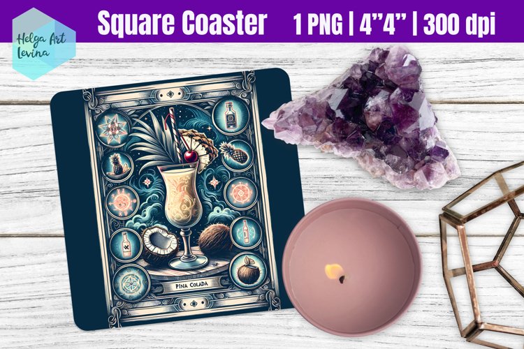 Funny Tarot Card Cocktail | Square Coasters Sublimation