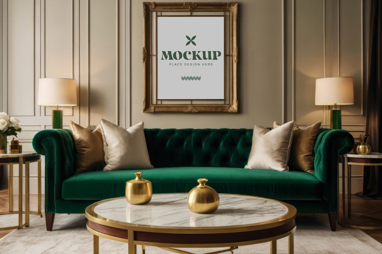 Mockup photo frames in modern living room