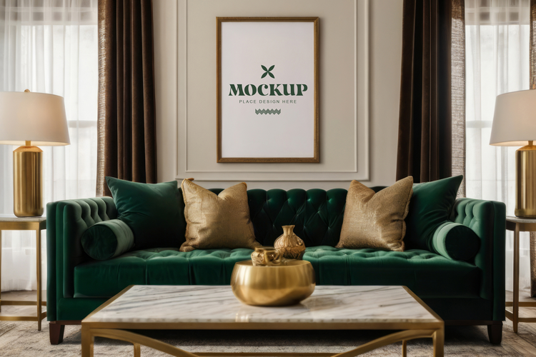 Mockup photo frames in modern living room