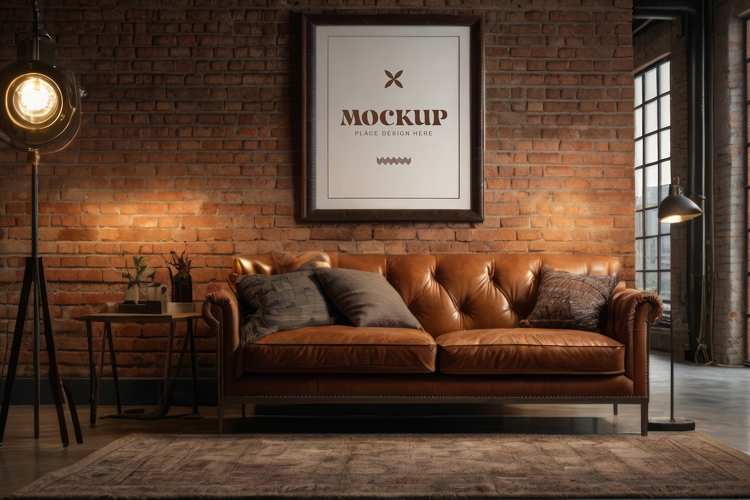 Mockup photo frames in modern living room