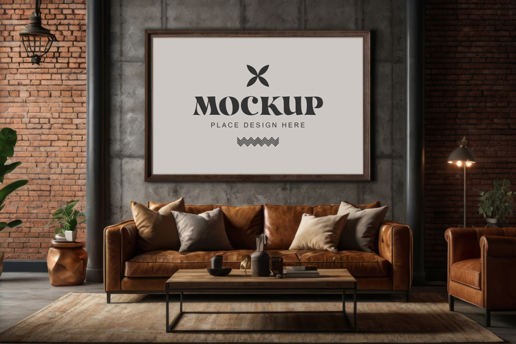 Mockup photo frames in modern living room