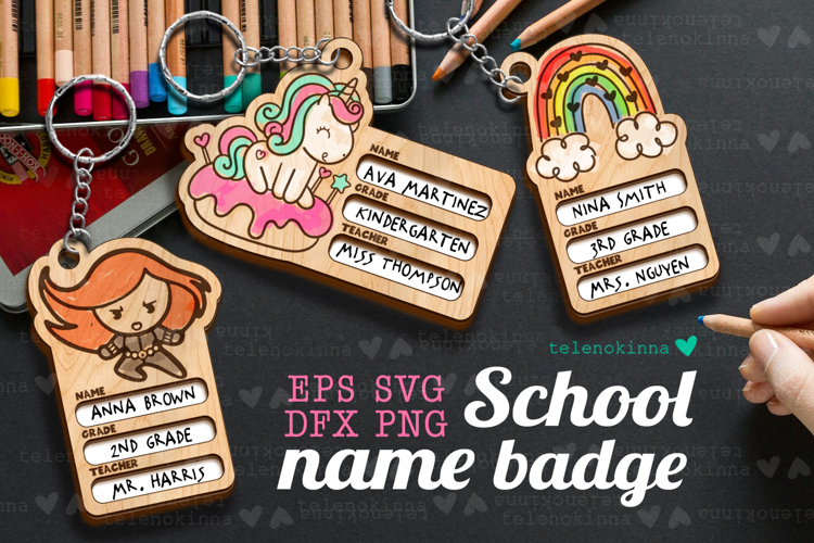 School Name Badge SVG | Back to School Keychain