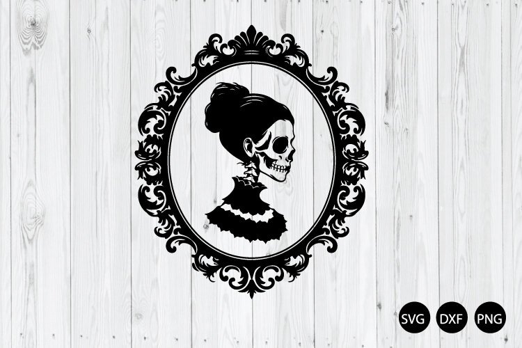 Frame Skeleton Woman SVG, Gothic Skull SVG example image 1