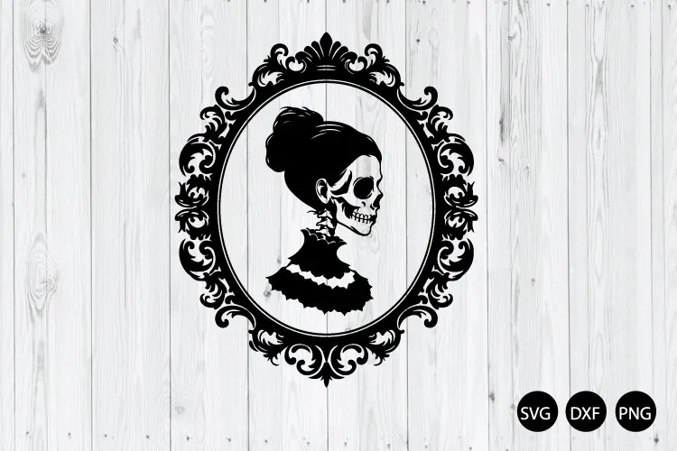 Frame Skeleton Woman SVG, Gothic Skull SVG