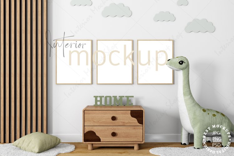 Mock up, Kids room mockup, Three Frame Mockup