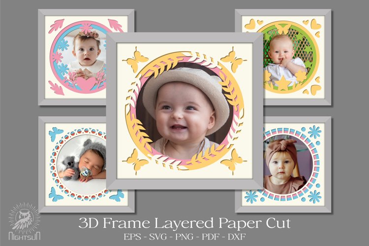 Cute Frame 3D Layered Paper Cut Bundle example image 1