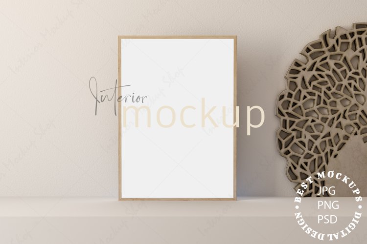 Frame mockup interior, wood frame mockup example image 1