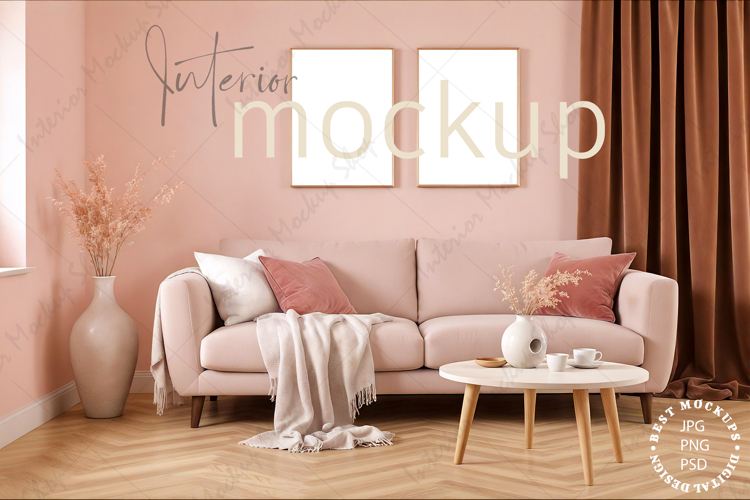 Mock up, Frame mockup in interior, Living room Mockup