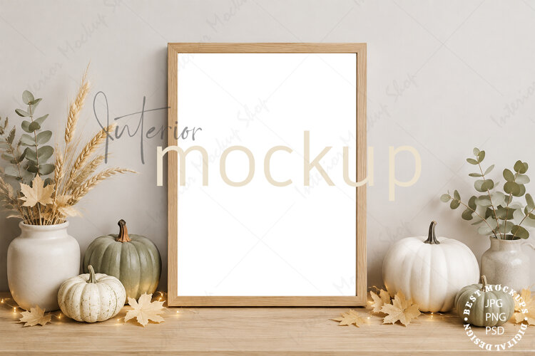 Frame Mockup Interior , JPG and PSD with smart object example image 1