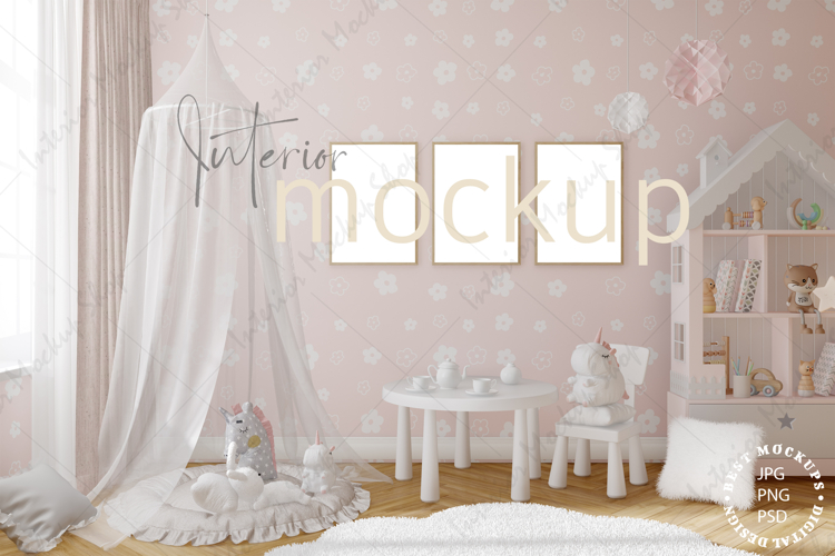 Kids mockup, Frame mockup, Kids room mockup