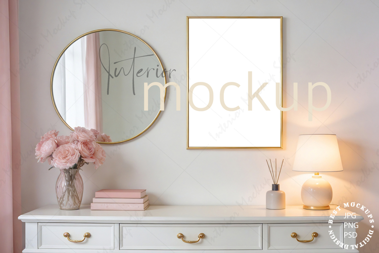 Mock up, Frame mockup in interior, Living room Mockup