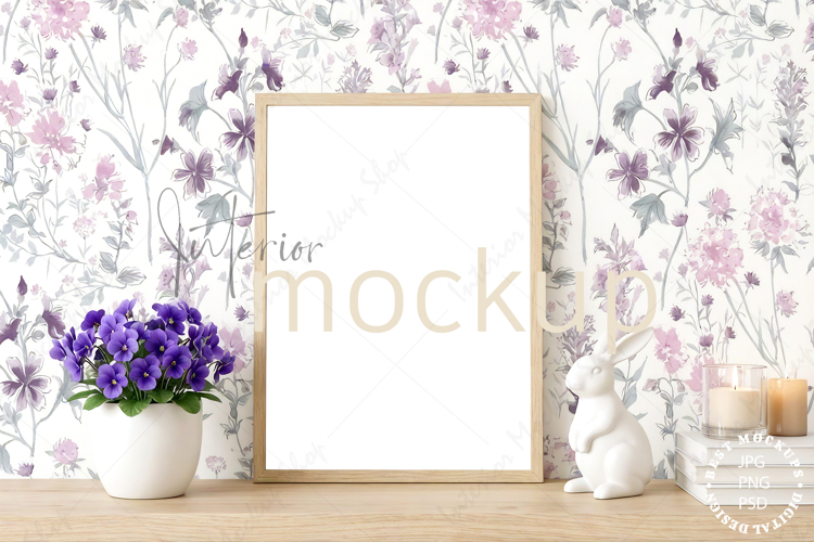 Mock up, Frame mockup in interior PSD JPG