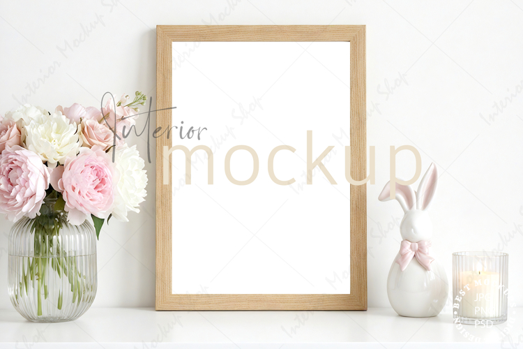 Mock up, Frame mockup in interior PSD JPG