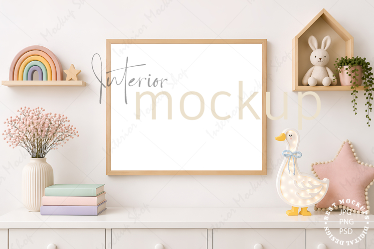 Kids mockup, Frame mockup, Kids room mockup Included