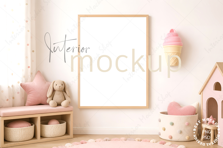 Kids mockup, Frame mockup, Kids room mockup