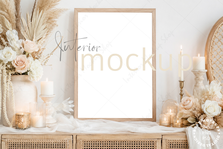 Frame Mockup Interior , JPG and PSD with smart object