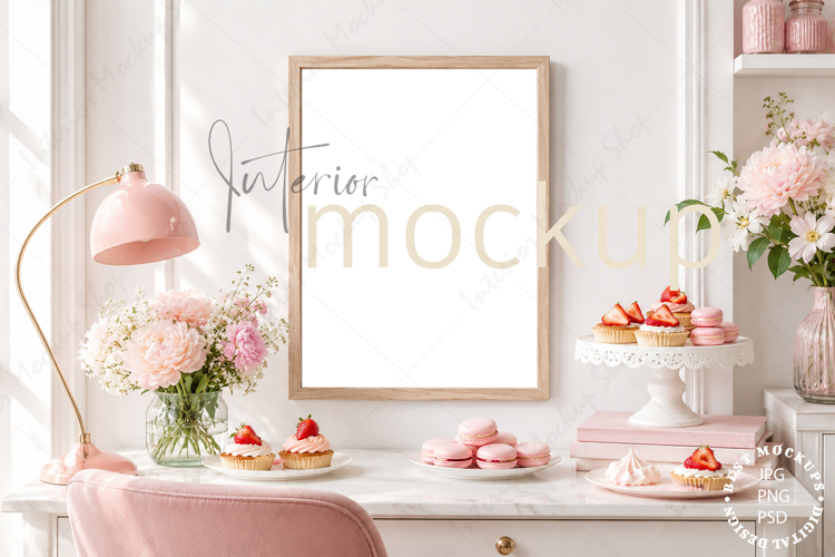 Frame Mockup Interior , JPG and PSD with smart object example image 1