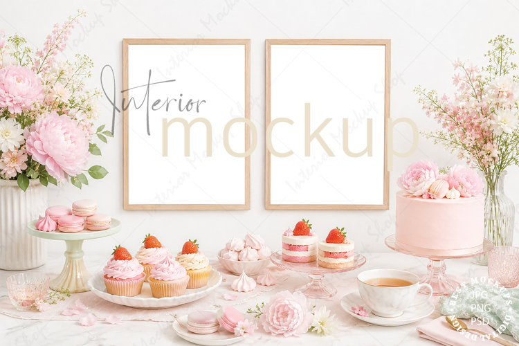 Frame Mockup Interior , JPG and PSD with smart object example image 1