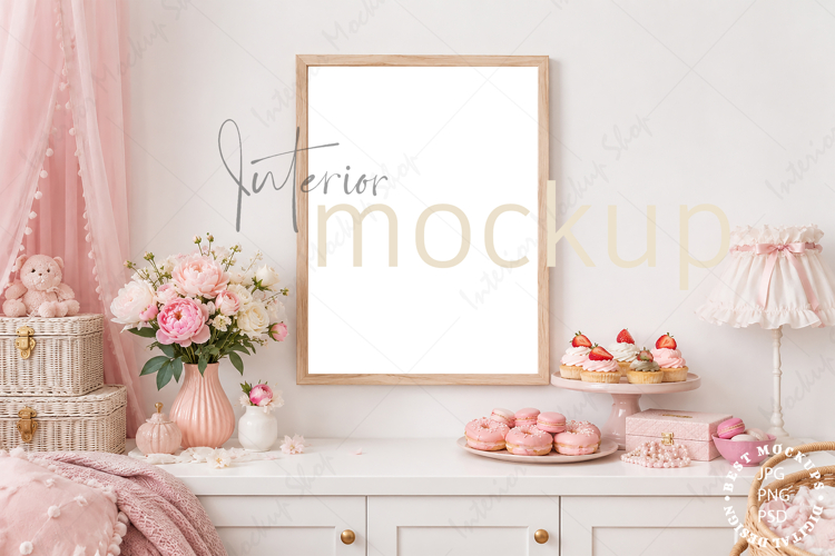 Frame Mockup Interior , JPG and PSD with smart object