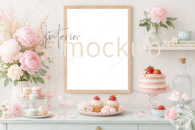 Frame Mockup Interior , JPG and PSD with smart object