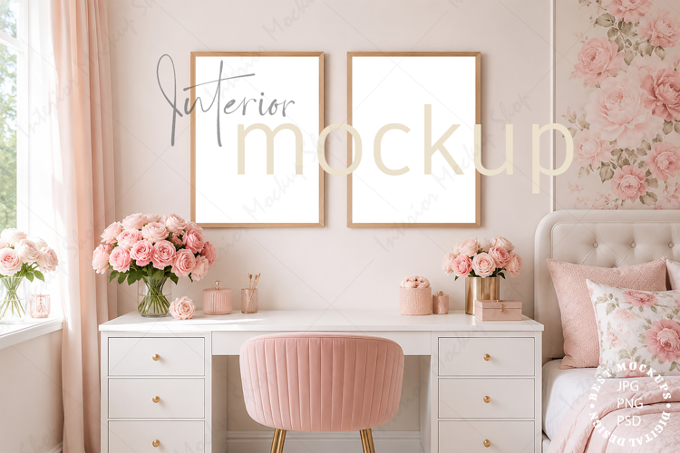 Frame Mockup Interior , JPG and PSD with smart object