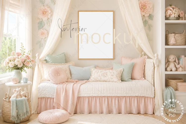 Frame Mockup Interior , JPG and PSD with smart object