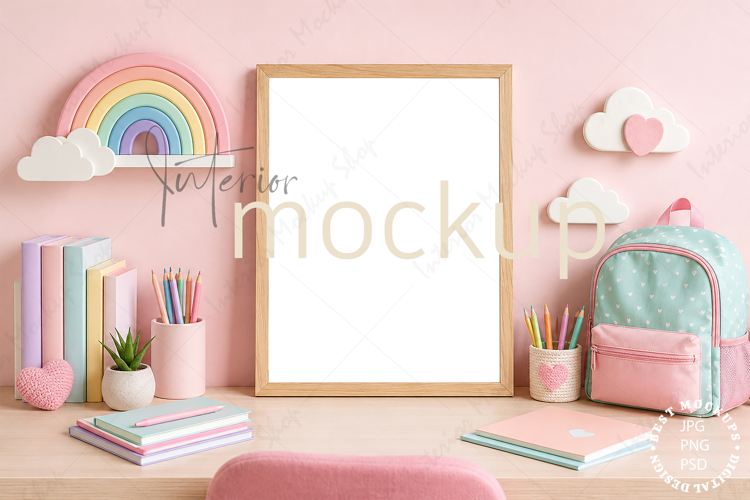 Frame Mockup Interior , JPG and PSD with smart object