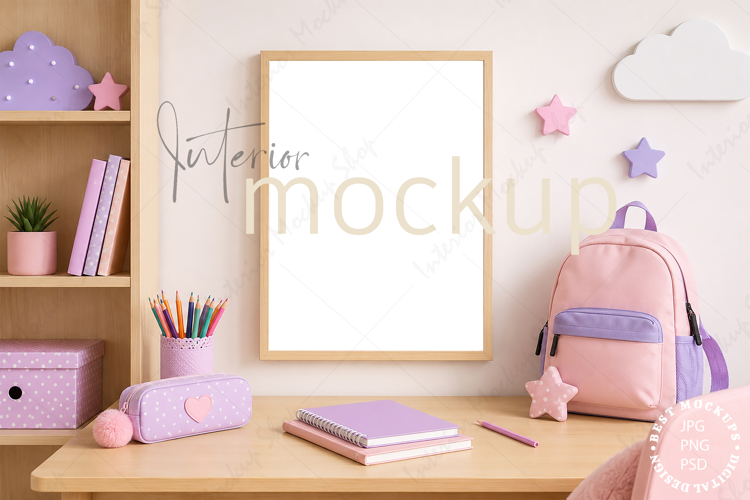 Frame Mockup Interior , JPG and PSD with smart object