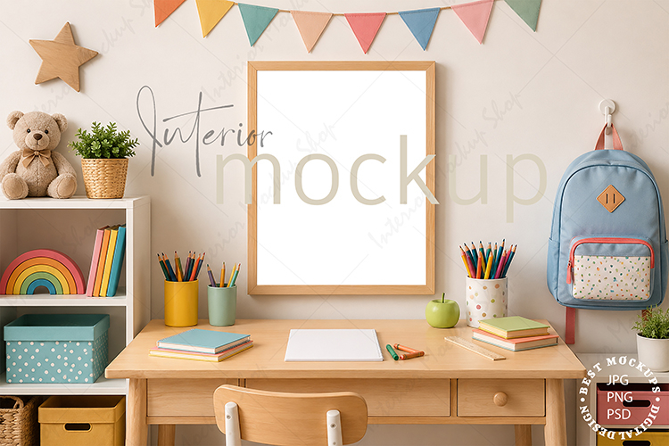 Kids mockup, Frame mockup, Kids room mockup