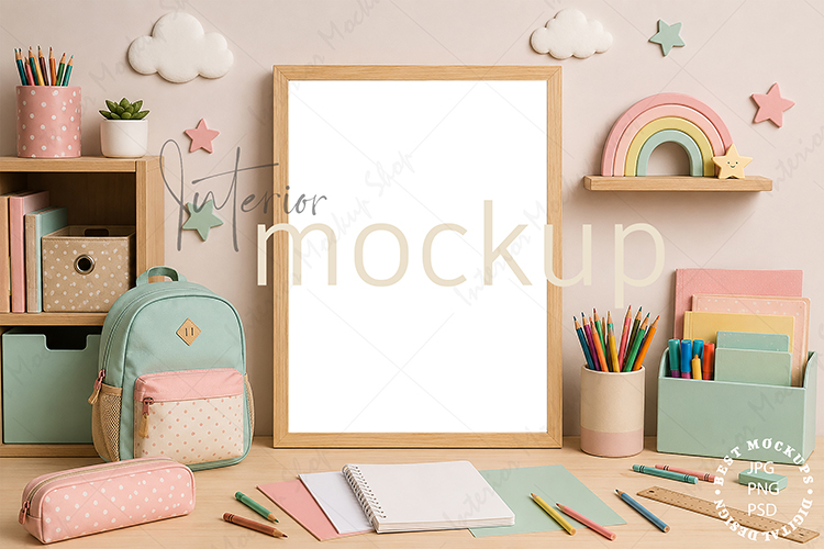 Frame Mockup Interior , JPG and PSD with smart object