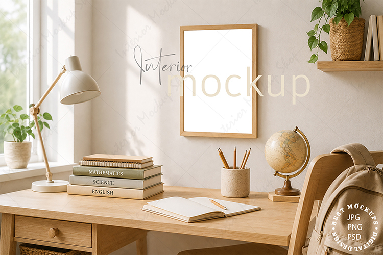 Frame Mockup Interior , JPG and PSD with smart object