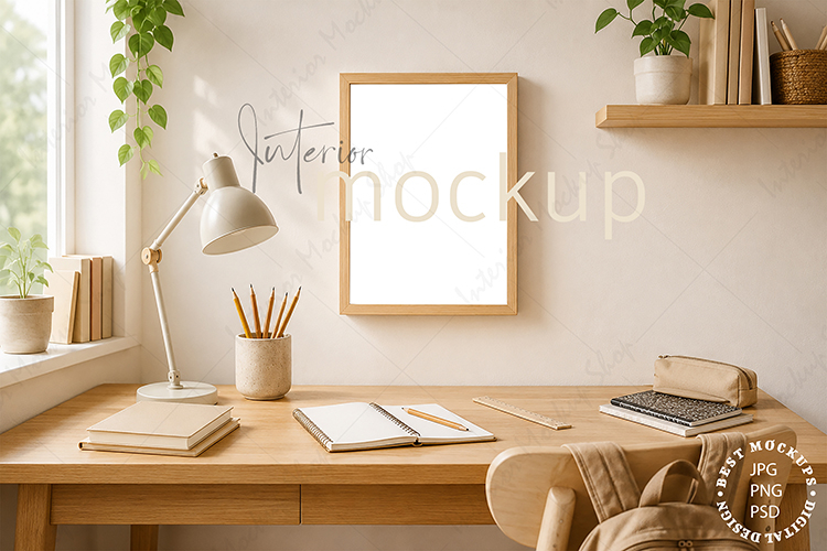 Frame Mockup Interior , JPG and PSD with smart object
