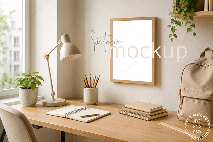 Frame Mockup Interior , JPG and PSD with smart object