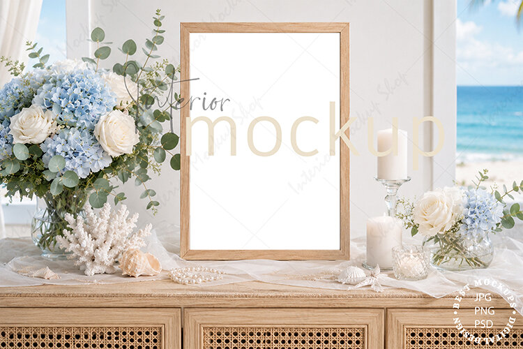 Frame Mockup Interior , JPG and PSD with smart object example image 1