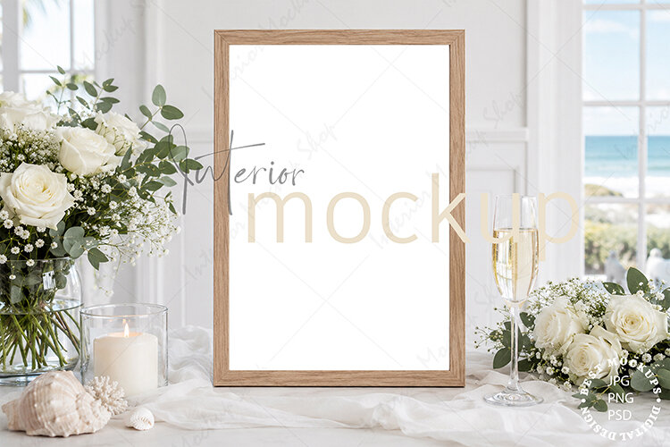Frame Mockup Interior , JPG and PSD with smart object example image 1