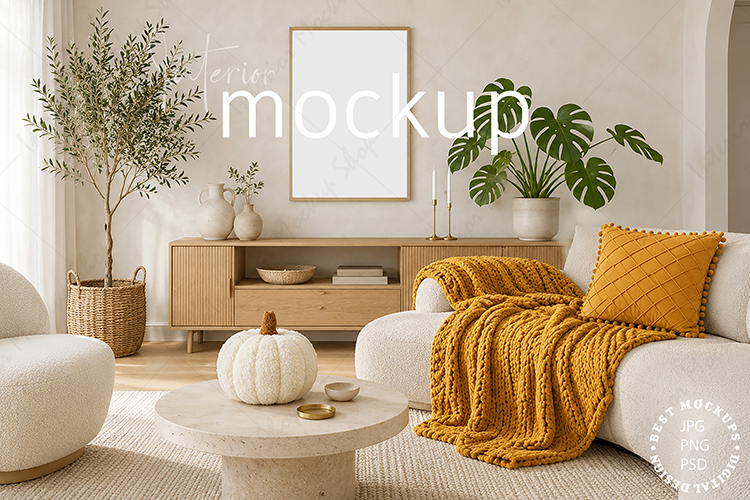 Frame Mockup Interior , JPG and PSD with smart object