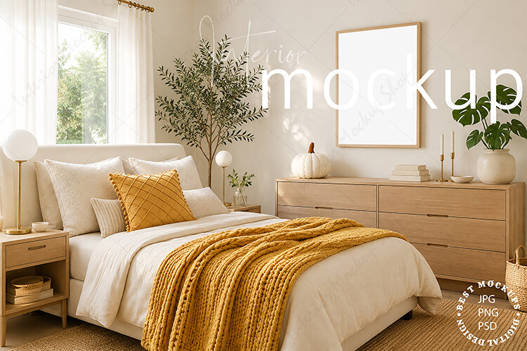 Frame Mockup Interior , JPG and PSD with smart object example image 1