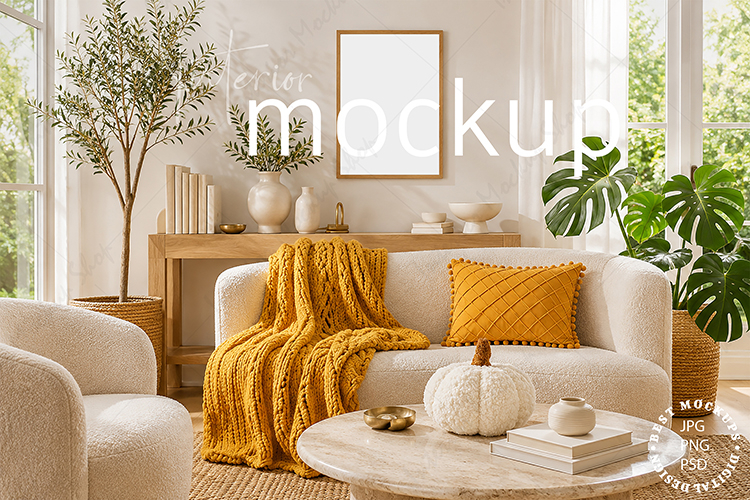 Frame Mockup Interior , JPG and PSD with smart object