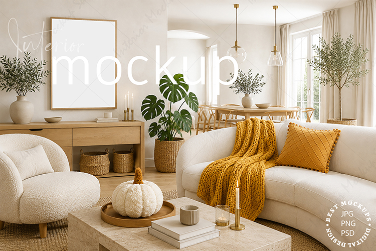 Frame Mockup Interior , JPG and PSD with smart object