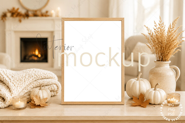 Frame Mockup Interior , JPG and PSD with smart object example image 1