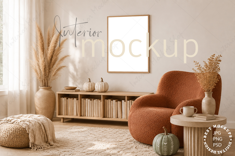 Frame Mockup Interior , JPG and PSD with smart object