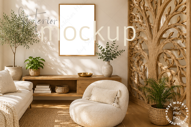 Frame Mockup Interior , JPG and PSD with smart object