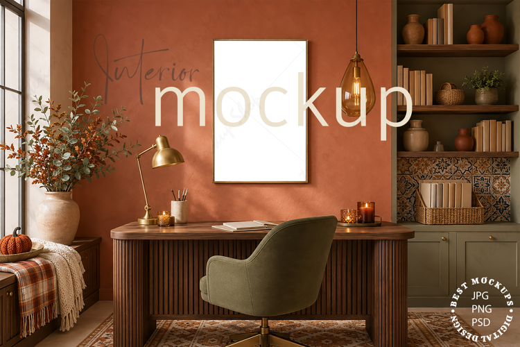 Frame Mockup Interior , JPG and PSD with smart object