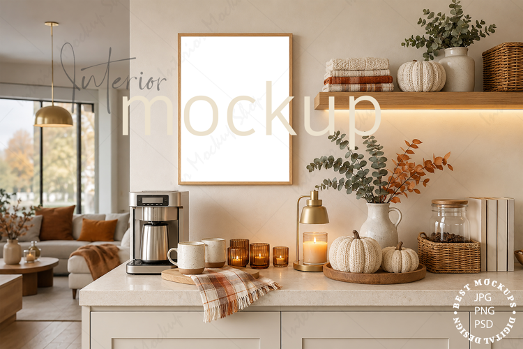 Frame Mockup Interior , JPG and PSD with smart object