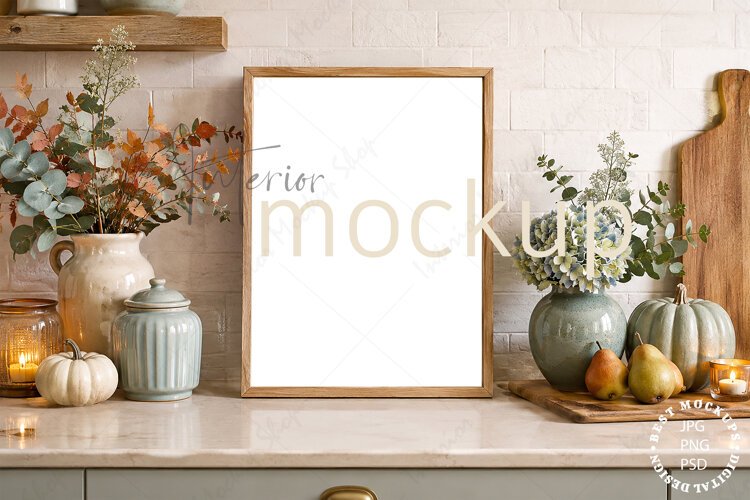 Kitchen frame mockup PSD PNG JPG example image 1