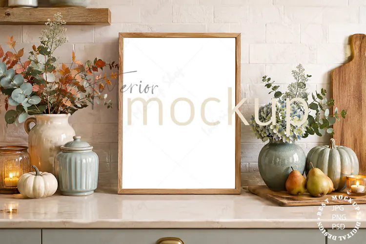 Kitchen frame mockup PSD PNG JPG